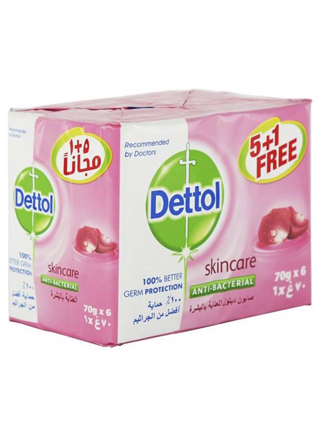 Dettol Skin Care Soap Bar 70g, 6 Pieces - Image 1