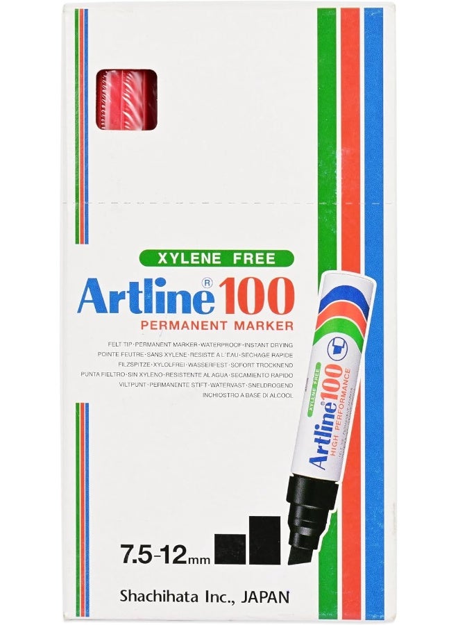 ARTLINE® Jumbo Permanent Marker EK-100, Red, Box of 6, Xylene Free, Waterproof, Chisel Tip, Line Size 7.5-12mm Red - Image 5