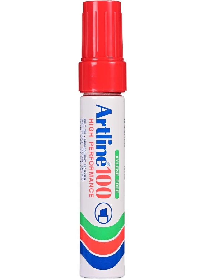 ARTLINE® Jumbo Permanent Marker EK-100, Red, Box of 6, Xylene Free, Waterproof, Chisel Tip, Line Size 7.5-12mm Red - Image 2