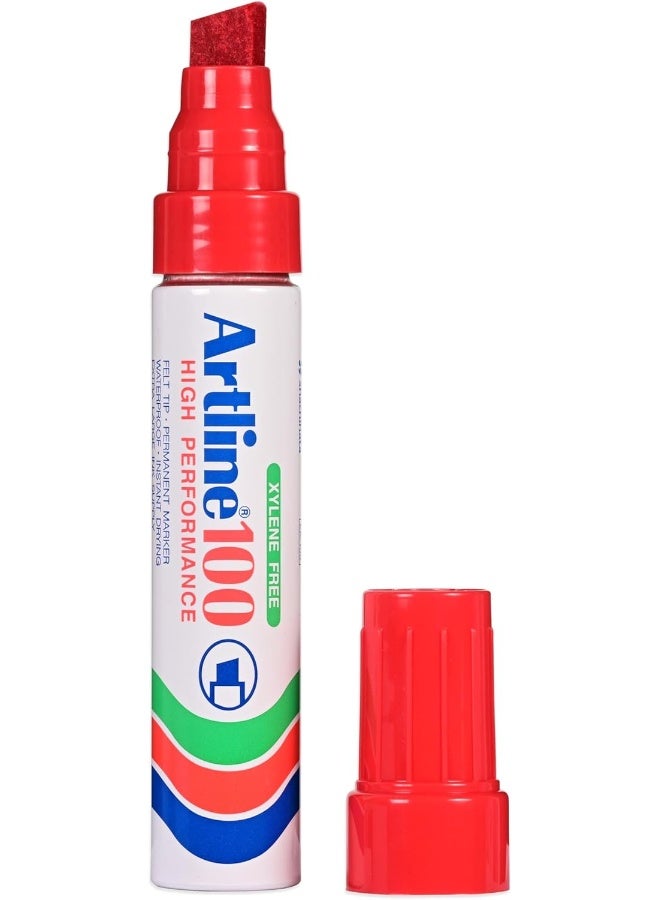 ARTLINE® Jumbo Permanent Marker EK-100, Red, Box of 6, Xylene Free, Waterproof, Chisel Tip, Line Size 7.5-12mm Red - Image 3