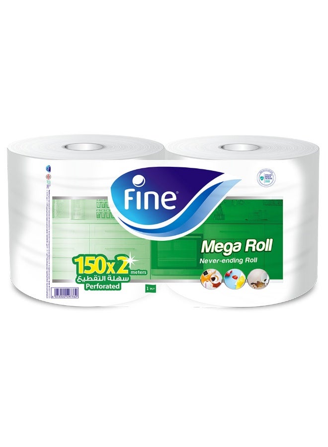 Fine Hand Towel Rolls Mega Rolls 150x2 Ply White - Image 1
