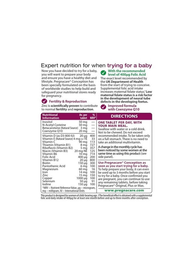 Vitabiotics Pregnacare Conception 30 Tablets - Image 4