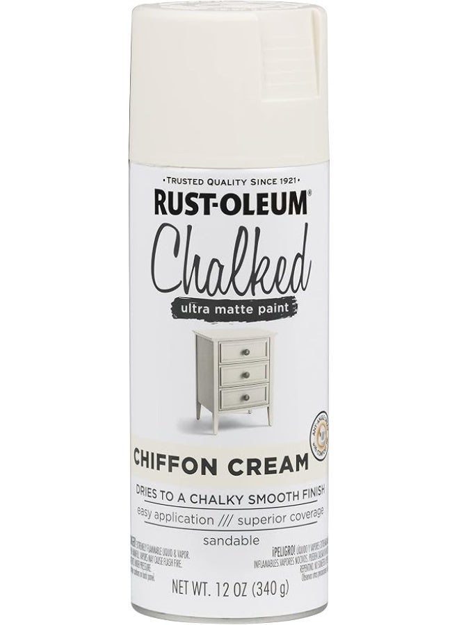 Rust-Oleum 302596 Chalked Ultra Matte Spray Paint,Chiffon Cream,12 Oz (Pack Of 1) Chiffon Cream 12OZ - Image 1