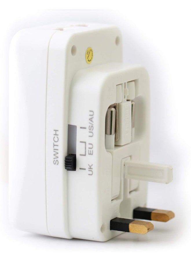 Terminator - Universal Socket Travel Adapter 13A With 2 USB Sockets White - Image 1