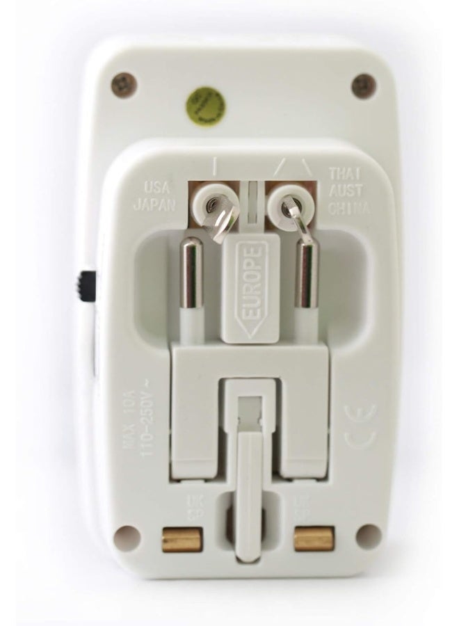 Terminator - Universal Socket Travel Adapter 13A With 2 USB Sockets White - Image 1