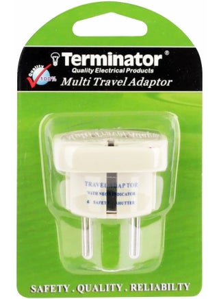 Terminator Multi Travel Adaptor Suchko To Universal Power Adapter UK/US/AU to EU Converter With Shutter & Indicator (TL15) White 11.2 x 7.5 x 4.5cm - pnsku/N23579117A/45/_/1730957670/7d0698e6-d2a2-40fc-b341-60457936edeb