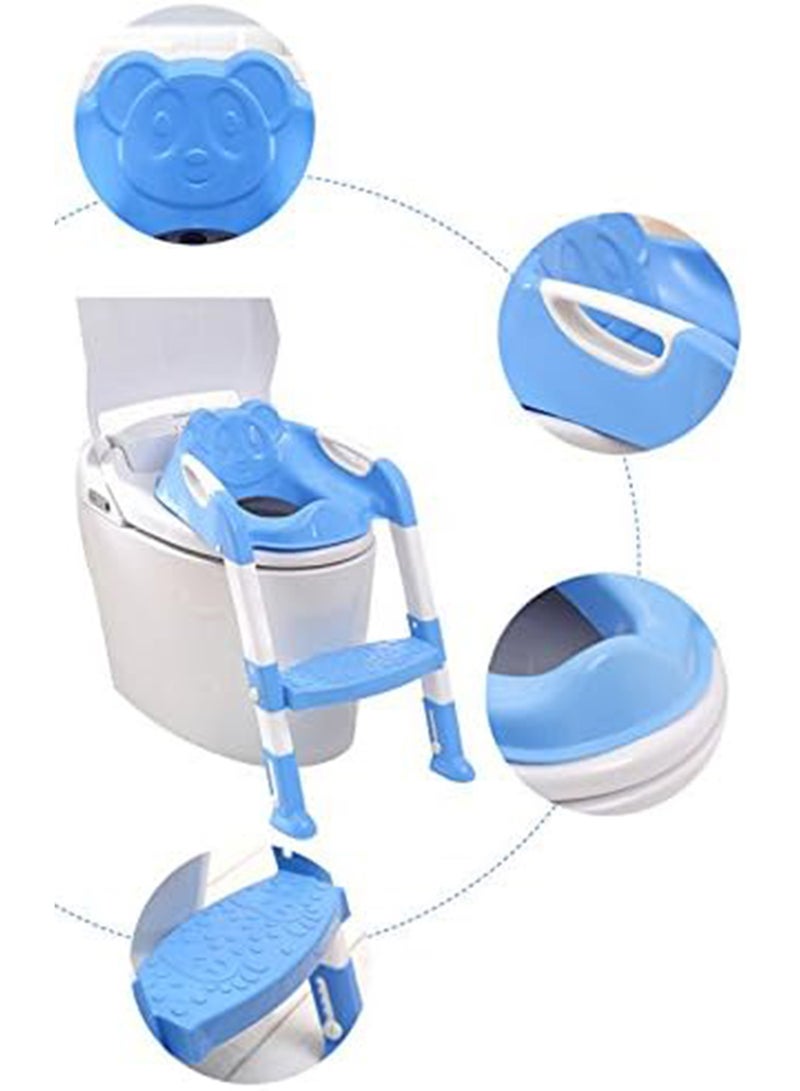 Portable Folding Trainer Toilet Potty Training Ladder Chair For Kids - Blue
