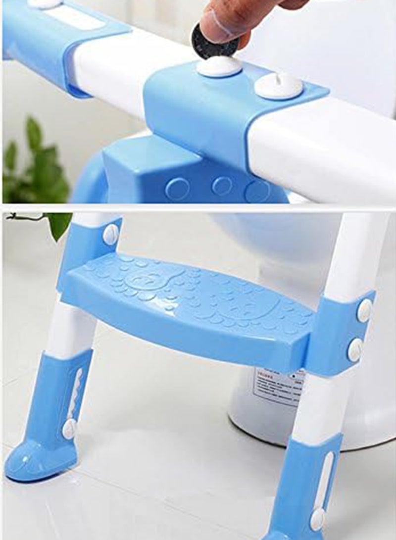 Generic Portable Folding Trainer Toilet Potty Training Ladder Chair For Kids - Blue  - Image 4