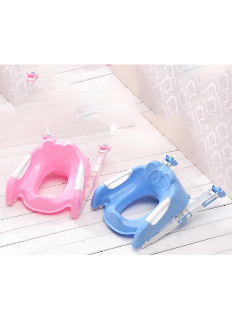 Portable Folding Trainer Toilet Potty Training Ladder Chair For Kids - Blue