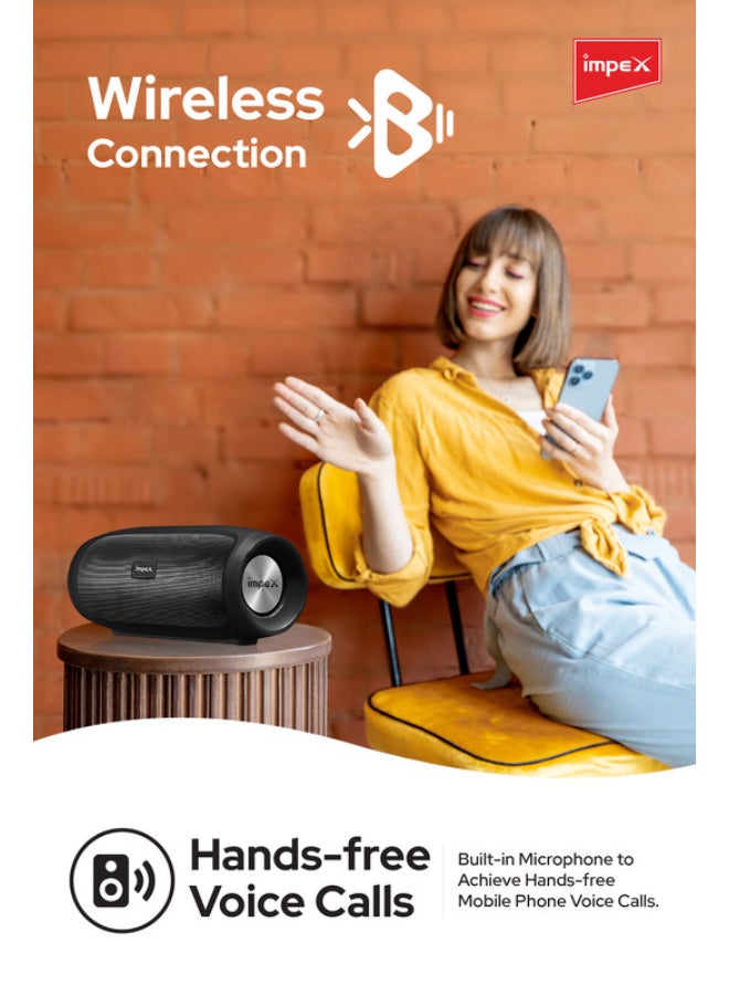 Impex Multimedia Bluetooth Speaker System | USB, TF Card, AUX Input | Built-in Mic, Hands-Free Calling | Universal Micro USB Charging | Mobile Charging Option | Compatible with Smartphones & Tablets | 2.0 Channel | BTS 2015 Black - Image 4