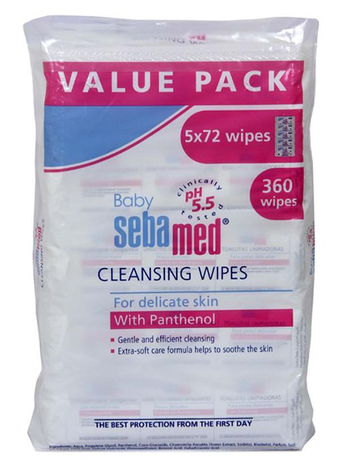 Sebamed Cleansing Baby Wipes With Panthenol, Value Pack, Pack Of 5, 360 Count