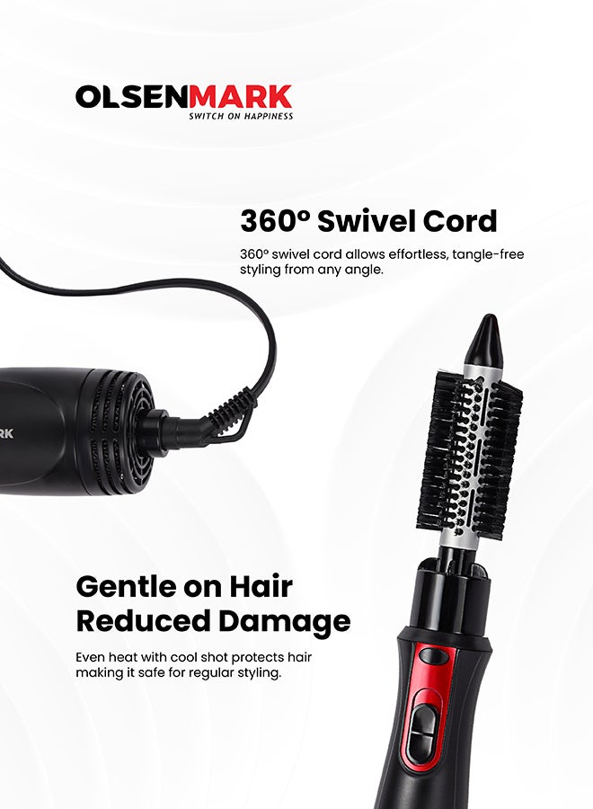أولسنمارك مجموعة أدوات تصفيف، وتمليس، وتجعيد، وتمويج الشعر متعددة الاستخدامات بتصميم 9 في 1 طراز OMH4029 أسود/أحمر - Image 4