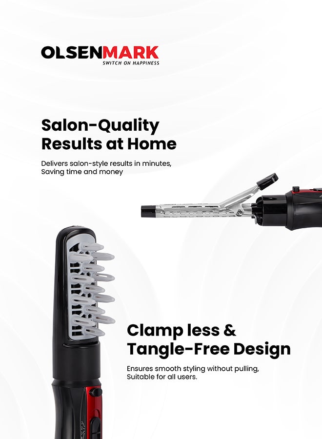 أولسنمارك مجموعة أدوات تصفيف، وتمليس، وتجعيد، وتمويج الشعر متعددة الاستخدامات بتصميم 9 في 1 طراز OMH4029 أسود/أحمر - Image 3