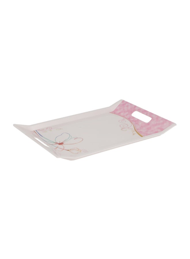 Royalford - Rectangular Floral Print Tray White 46.5x31.4x2.1cm - Image 1