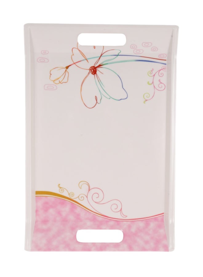 Royalford - Rectangular Floral Print Tray White 46.5x31.4x2.1cm - Image 1