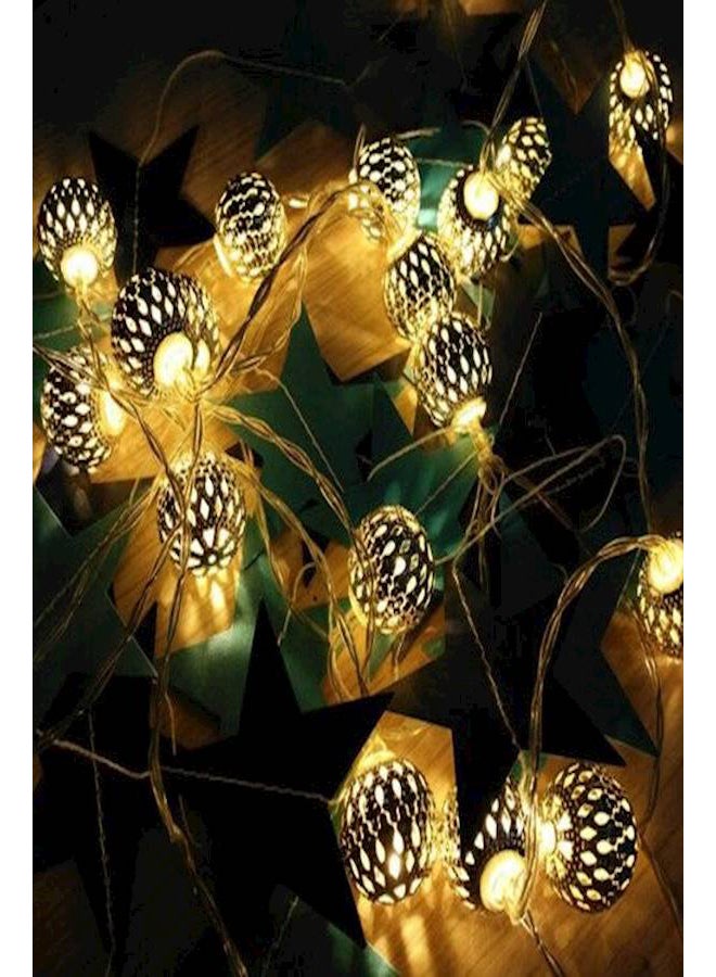 20 LED Moroccan Globe String Lights ( Color may vary ) Yellow - Image 3