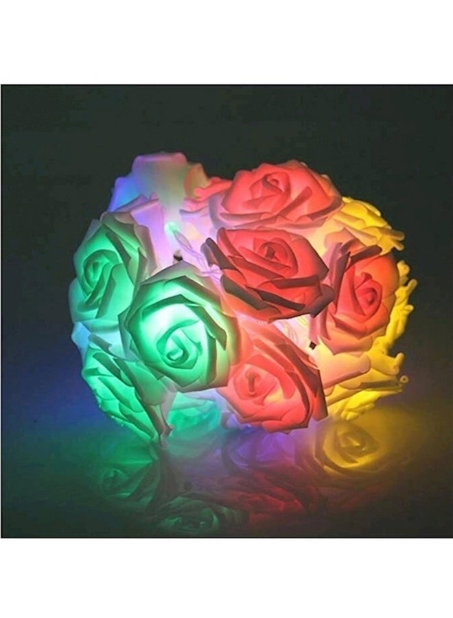 شريط إضاءة يعمل بالبطارية مكون من 20 مصباح LED على شكل زهور متعدد الألوان