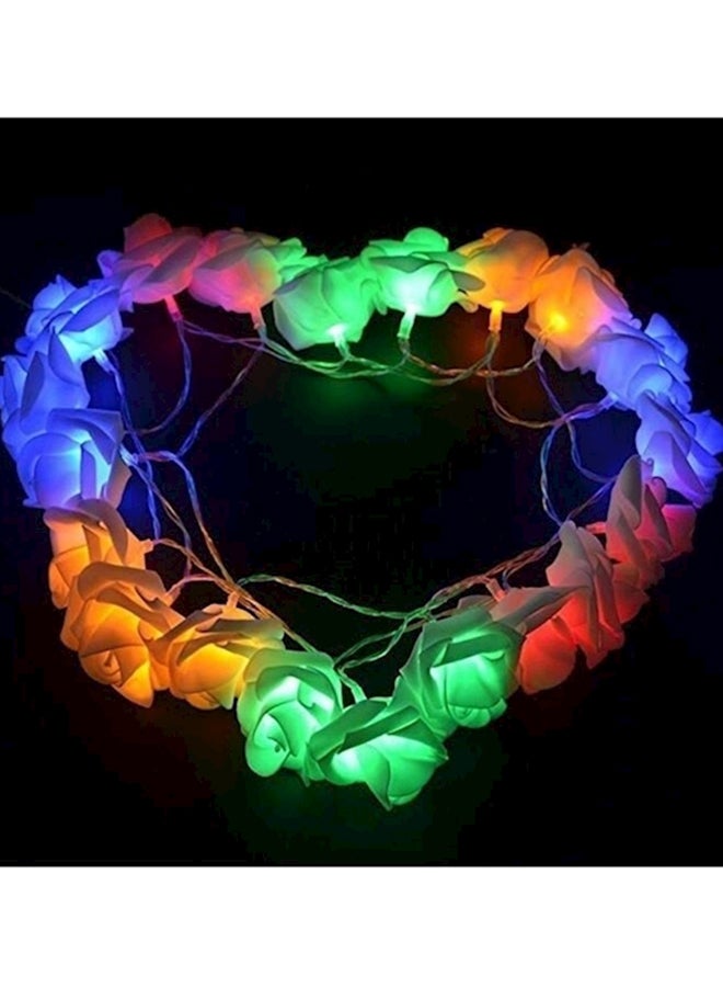 شريط إضاءة يعمل بالبطارية مكون من 20 مصباح LED على شكل زهور متعدد الألوان