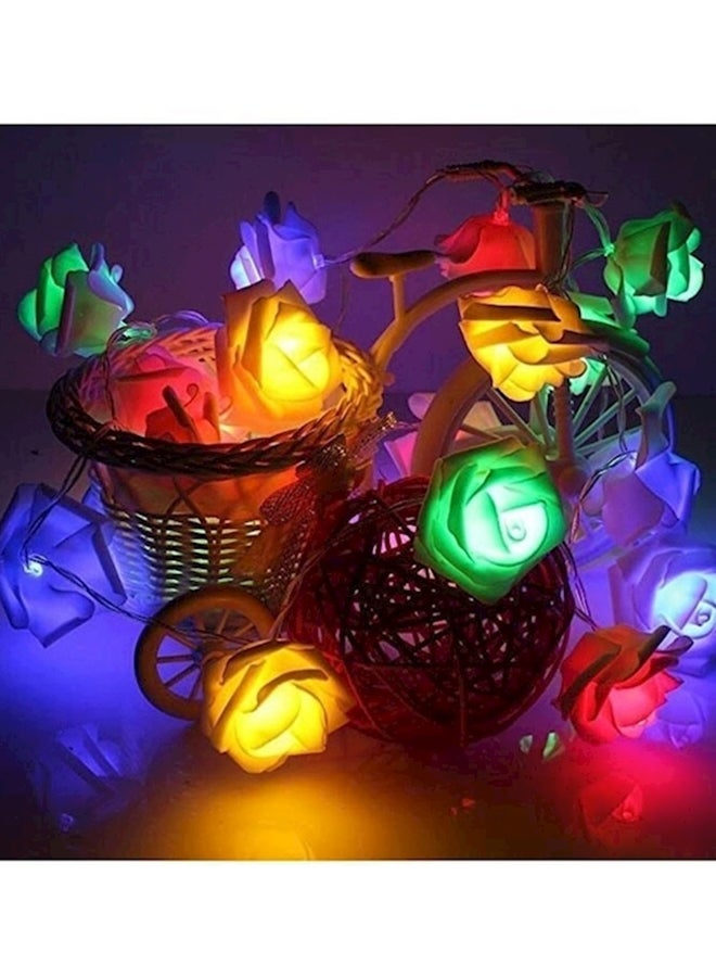 شريط إضاءة يعمل بالبطارية مكون من 20 مصباح LED على شكل زهور متعدد الألوان