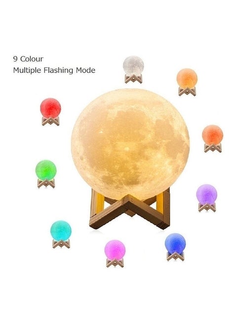 Earth Lamp 9 Colors Flashing Mode Ball With Stand Base Brown/White/Yellow 13cm