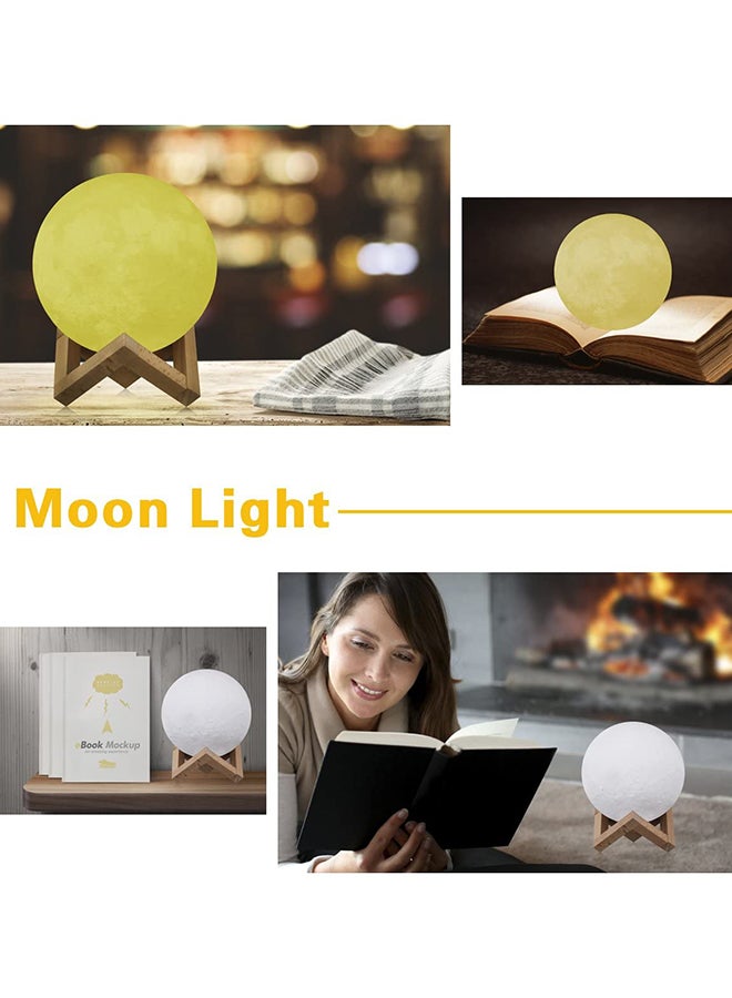 Earth Lamp 9 Colors Flashing Mode Ball With Stand Base Brown/White/Yellow 13cm