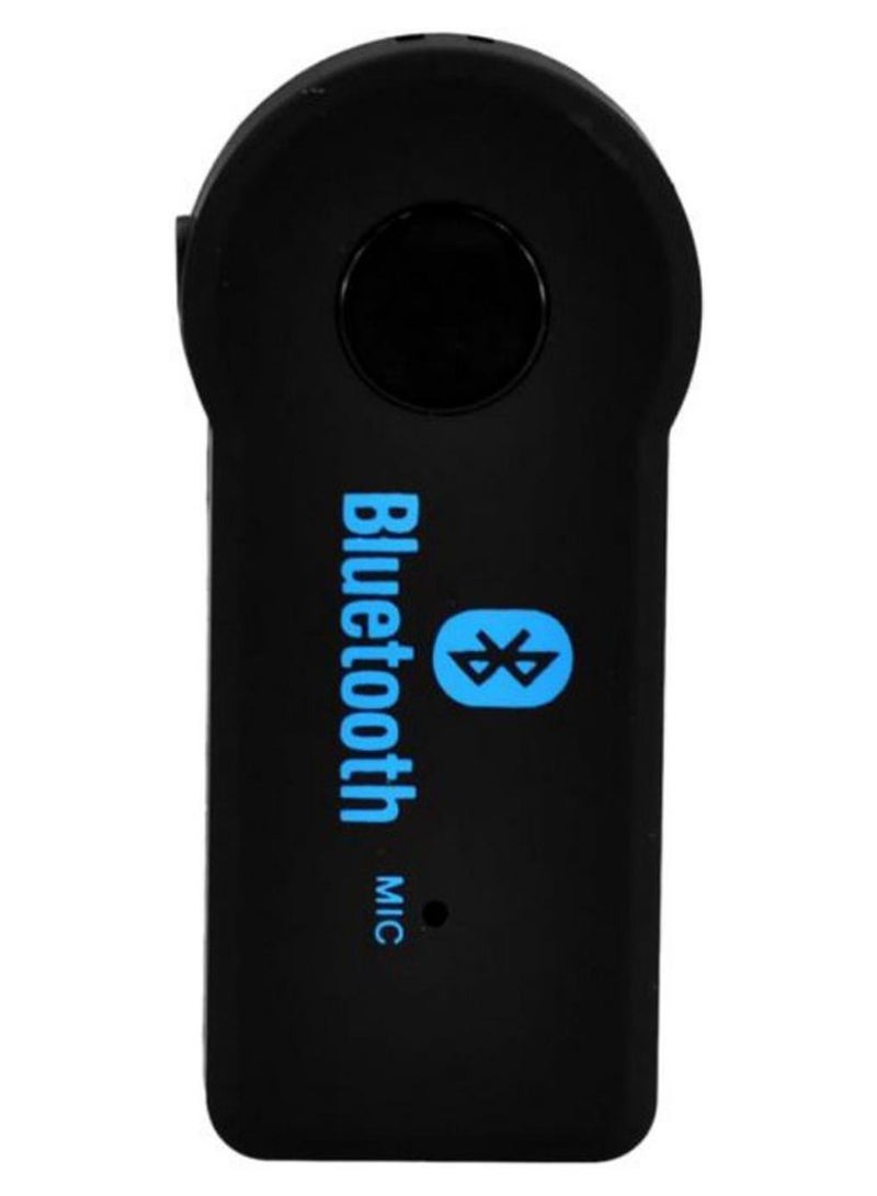 جهاز استقبال موسيقى لاسلكي بمنفذ AUX للسيارة بخاصية البلوتوث بمقبس مقاس 3.5 مم يرفق معه ميكروفون، لون أسود - Image 1