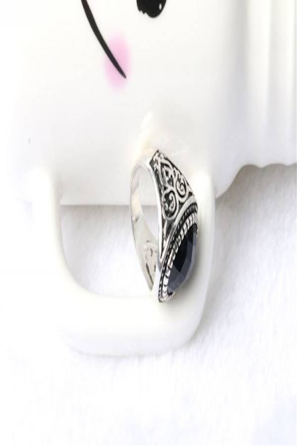 Silver Plated Alloy Agate Studded Ring - Image 2