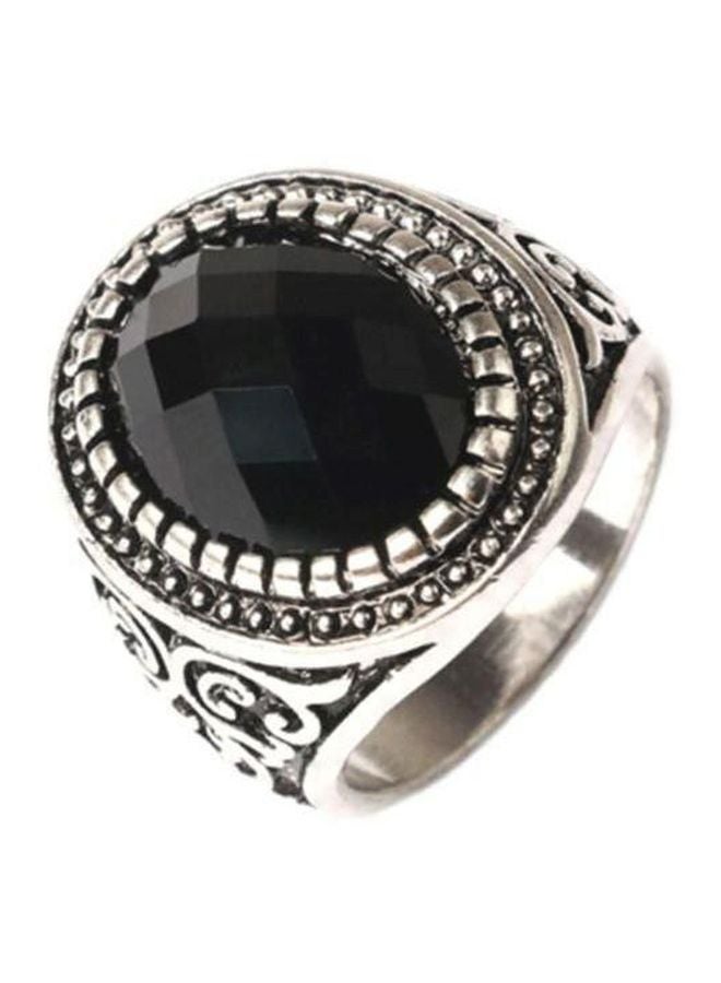 Silver Plated Alloy Agate Studded Ring - Image 1