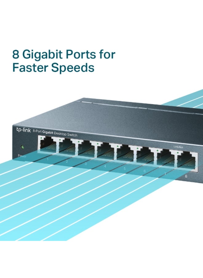 TP-LINK 8-Port 10/100/1000Mbps Desktop Switch TL-SG108 Black - Image 4