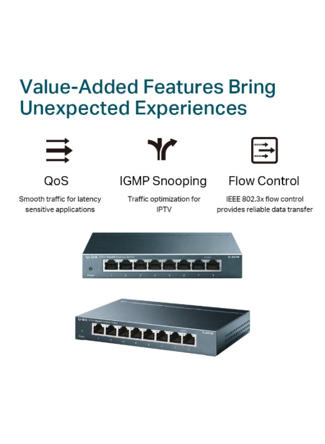 TP-LINK 8-Port 10/100/1000Mbps Desktop Switch TL-SG108 Black - Image 3