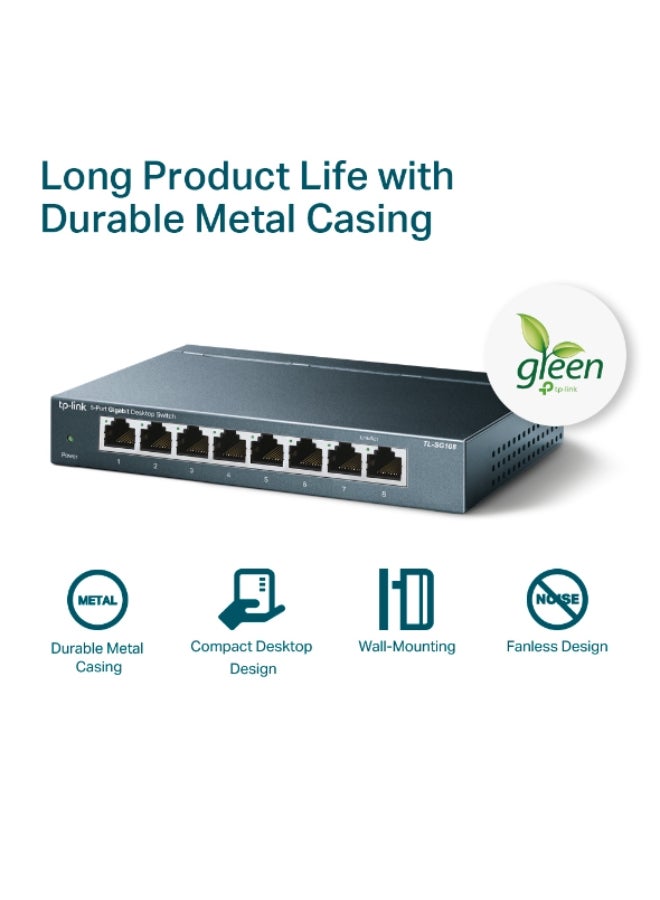 TP-LINK 8-Port 10/100/1000Mbps Desktop Switch TL-SG108 Black - Image 5