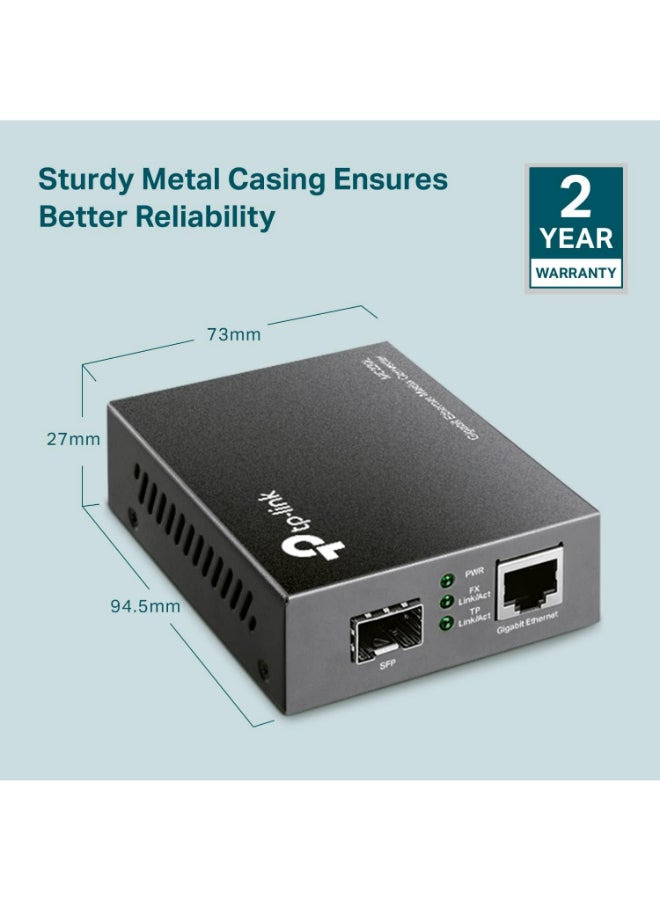 TP-LINK Gigabit SFP to RJ45 Fiber Media Converter | Auto-Negotiation of Half-Duplex / Full-Duplex Transfer Mode - MC220L | Grey - Image 5
