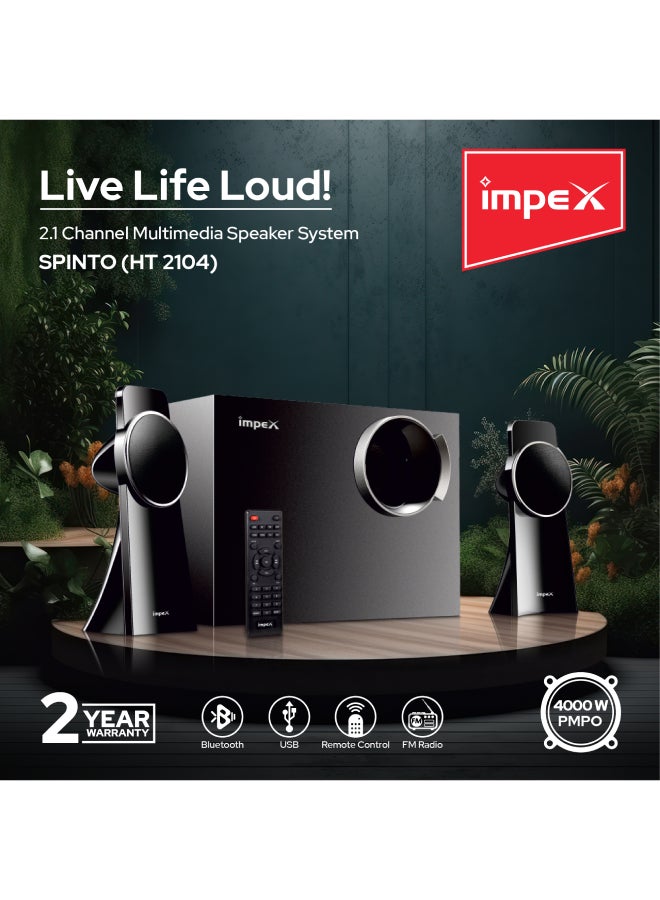 Spinto Portable Multimedia Bluetooth Speaker System Black