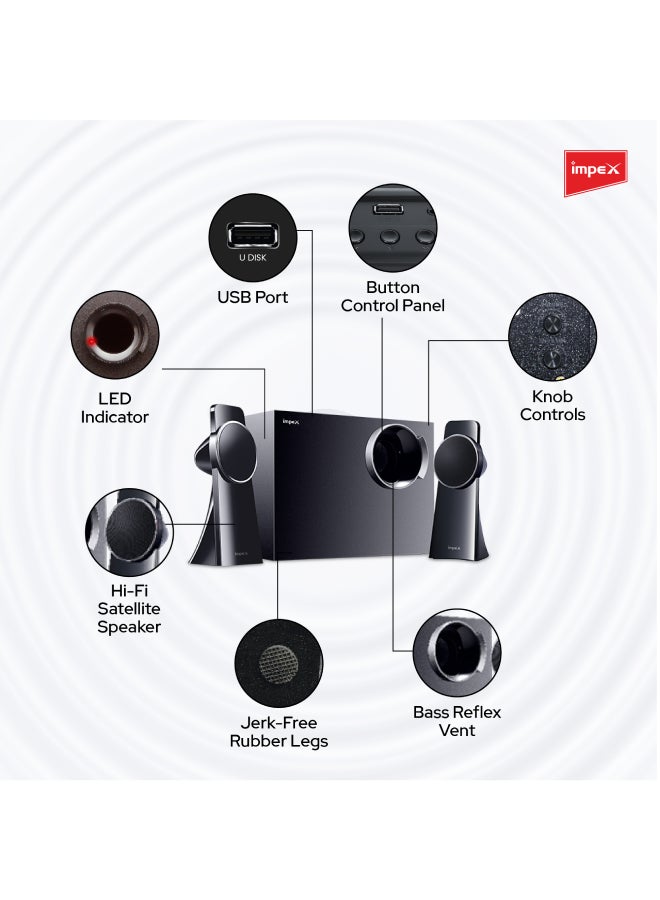 Spinto Portable Multimedia Bluetooth Speaker System Black
