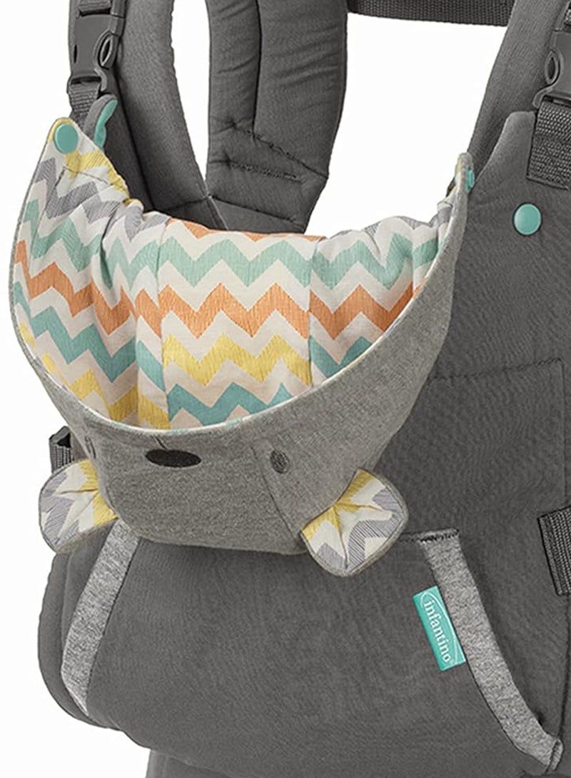 infantino - Cuddle Up Ergonomic Hoodie Baby Carrier With Removable Canopy, Grey - IN005331, 12 To 40 Lbs - Image 1