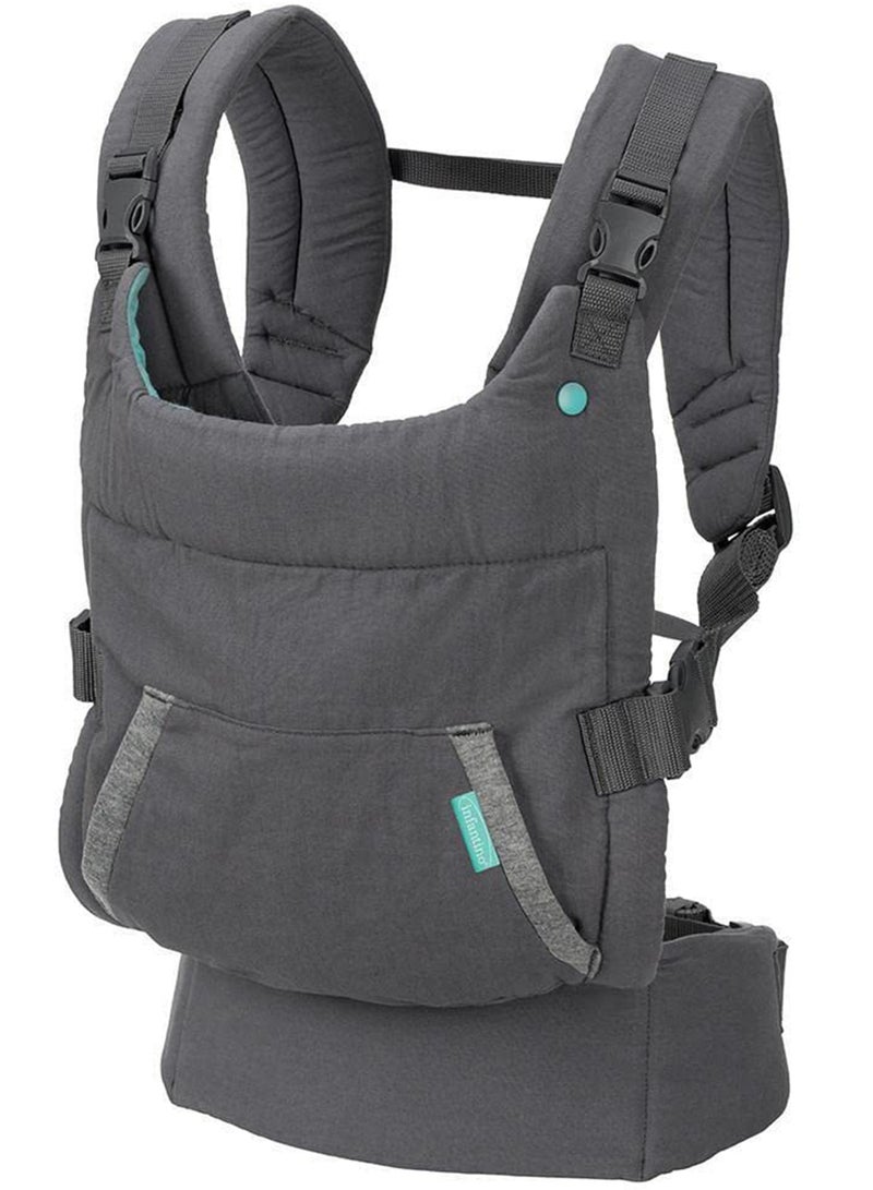 infantino - Cuddle Up Ergonomic Hoodie Baby Carrier With Removable Canopy, Grey - IN005331, 12 To 40 Lbs - Image 1