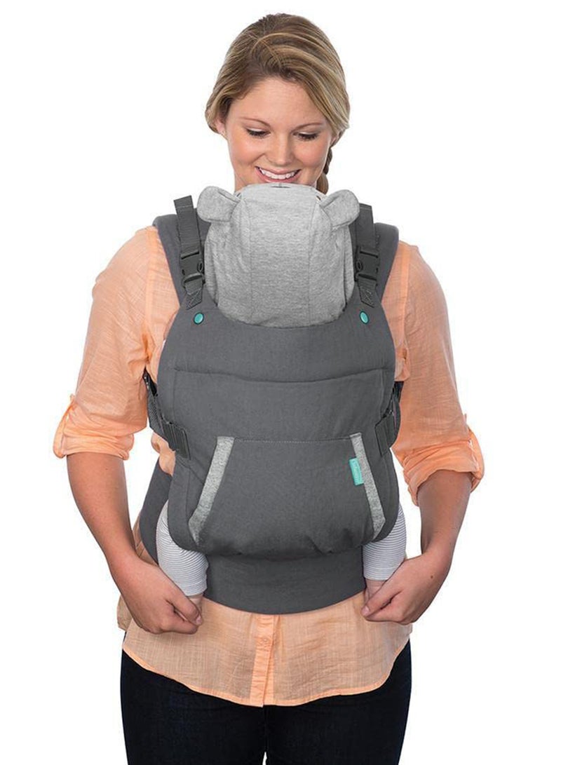 infantino - Cuddle Up Ergonomic Hoodie Baby Carrier With Removable Canopy, Grey - IN005331, 12 To 40 Lbs - Image 1