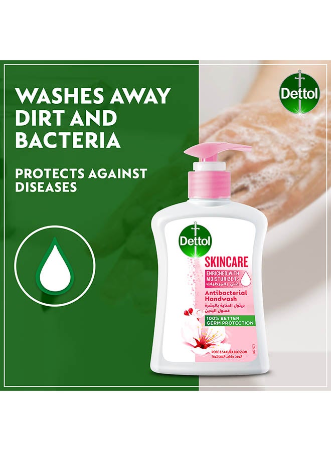Dettol Skin Care Anti Bacterial Liquid Hand Wash Rose And Sakura Blossom Fragrance Pack of 2 200.0ml - Image 2