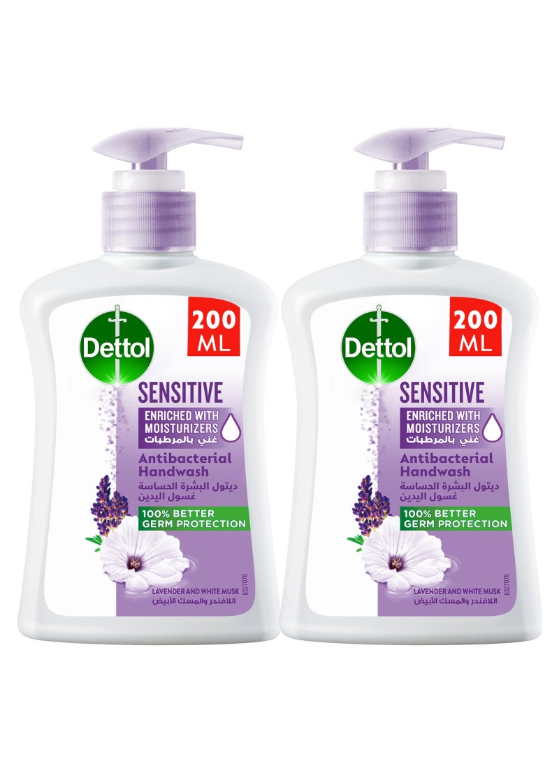 Dettol Sensitive Anti-bacterial Liquid Hand Wash Lavender & White Musk 200ml - Image 1