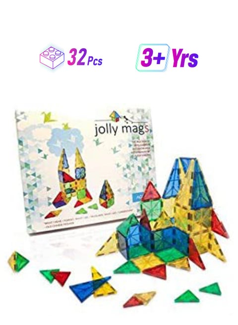 2724456128887 32-Piece 3D Building Blocks Toy With Magnets Set For Kids Best Stacking 32 3+ Years