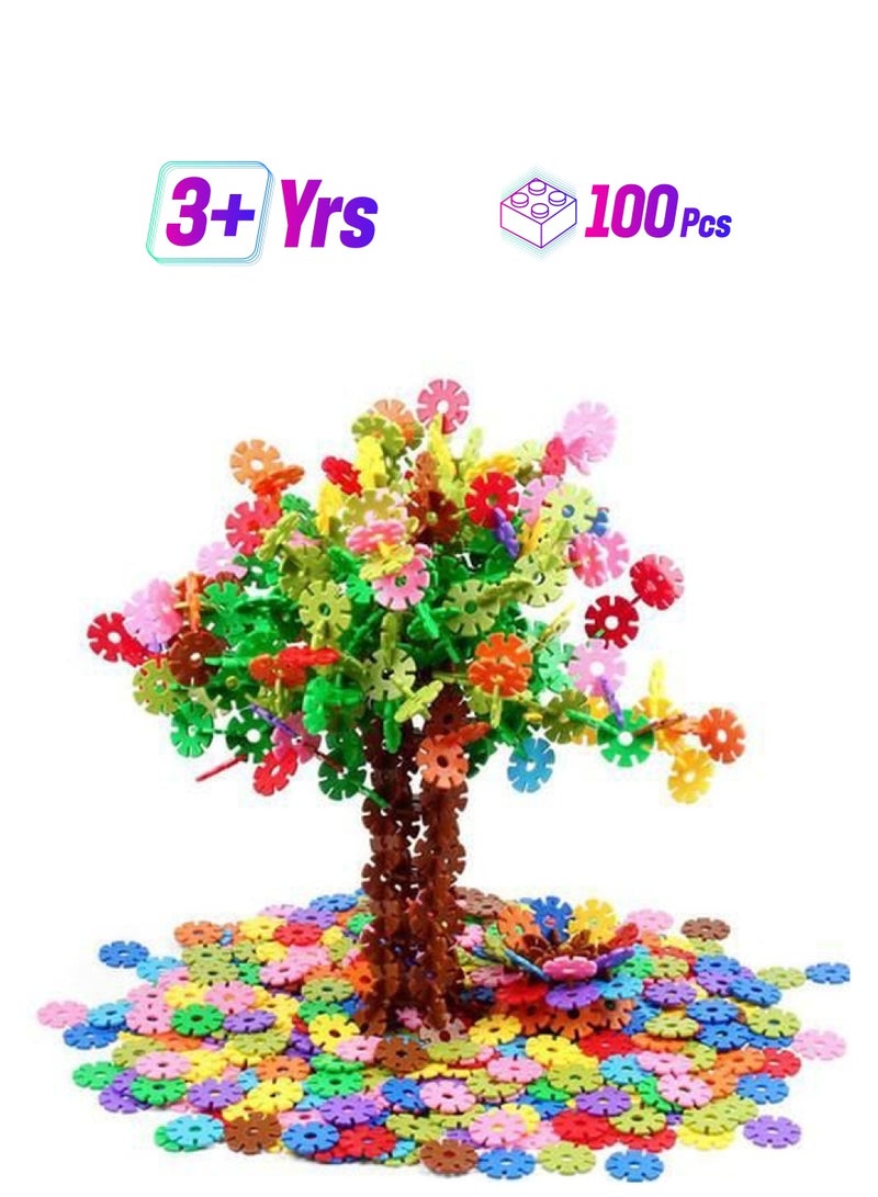 طقم مكعبات للتكديس بتصميم على شكل رقائق الثلج مكون من 100 قطعة 100 - Image 1