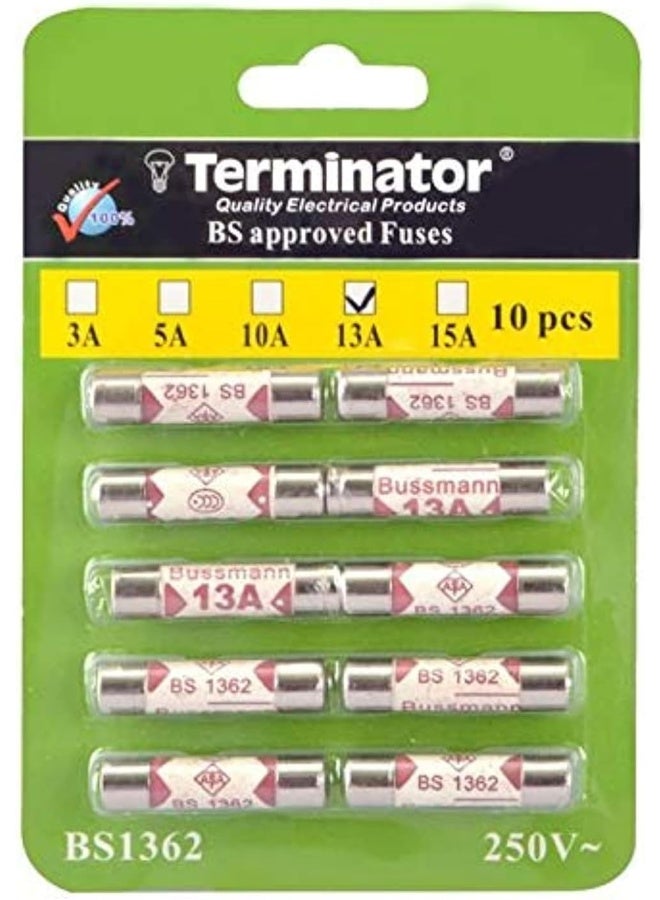 Terminator 10-Piece Porcelain Ceramic Fuse 13A Set White 10x10x10cm - Image 1