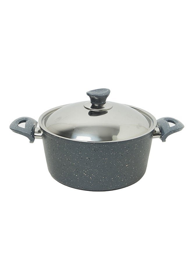 REGAL IN HOUSE - 13 Pieces Turkish Granite Cookware Set With Steel Lid Grey 24x24x10.5cm - Image 1