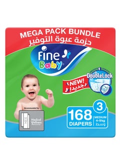 Fine Baby Baby Diapers Medium Size 3 (4 - 9 kg) 168 Count Mega Pack  - Image 1
