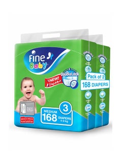 Fine Baby Baby Diapers Medium Size 3 (4 - 9 kg) 168 Count Mega Pack  - Image 2