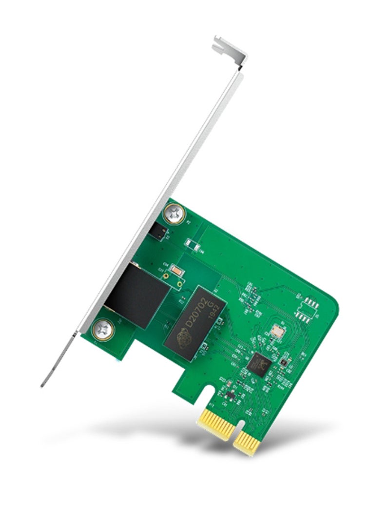 TP-LINK Tg-3468 Pcie Gigabit Ethernet Adapter – 10/100/1000Mbps, Realtek Rtl8168, Wake-On-Lan, Vlan, Qos, Low-Profile, Windows Compatible 16x2.79x13.49cm Green/Black/Silver  - Image 1