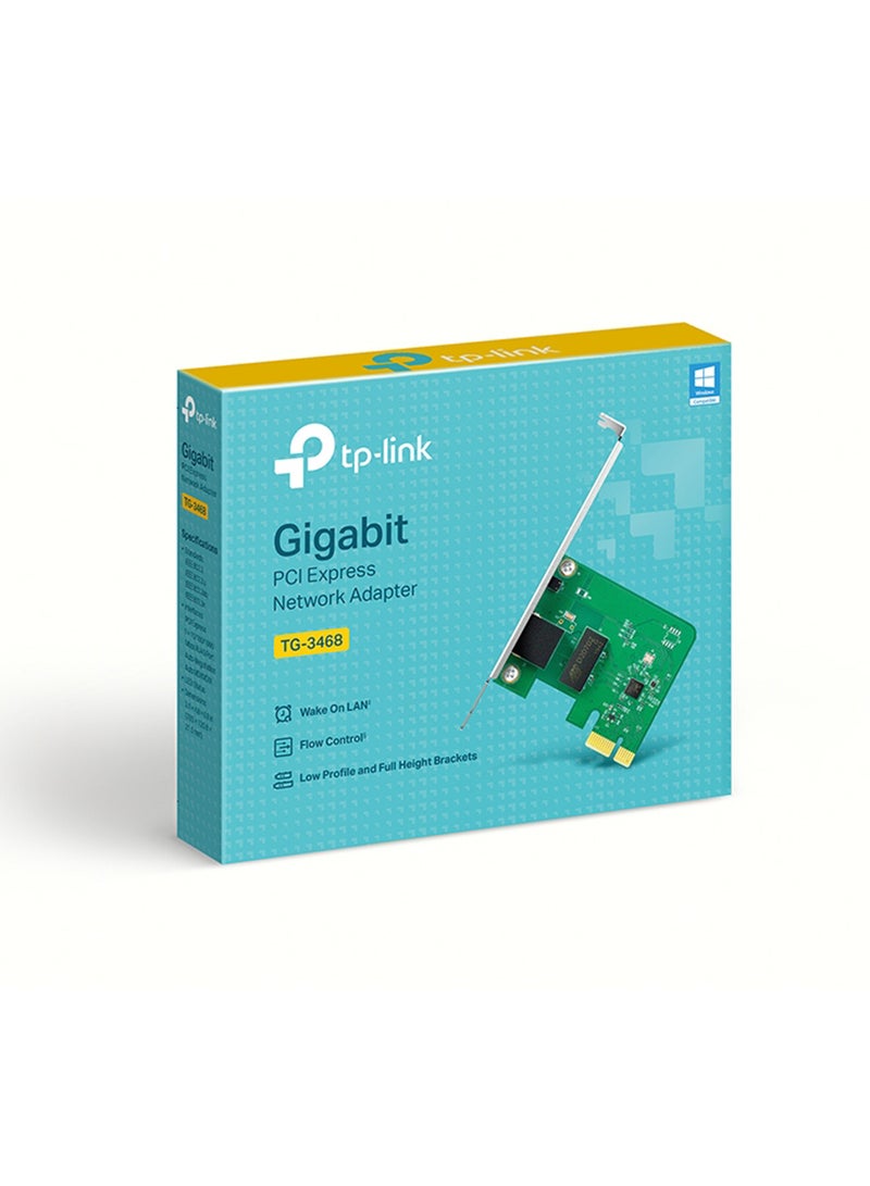TP-LINK Tg-3468 Pcie Gigabit Ethernet Adapter – 10/100/1000Mbps, Realtek Rtl8168, Wake-On-Lan, Vlan, Qos, Low-Profile, Windows Compatible 16x2.79x13.49cm Green/Black/Silver  - Image 3