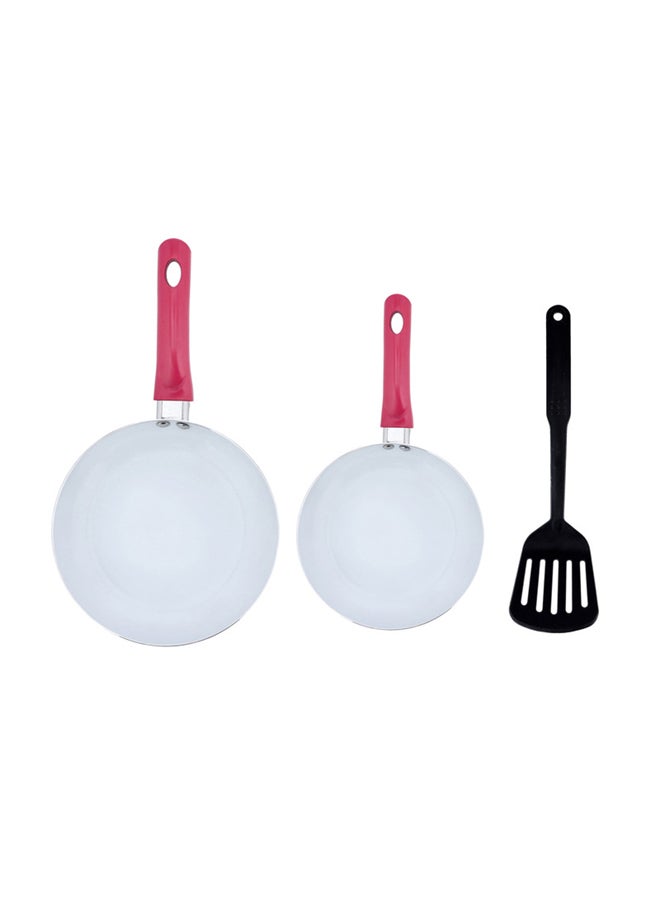 Royalford 3-Piece Frying Pan Set Pink Frying Pan Medium 26, Frying Pan Small 20cm  - Image 1