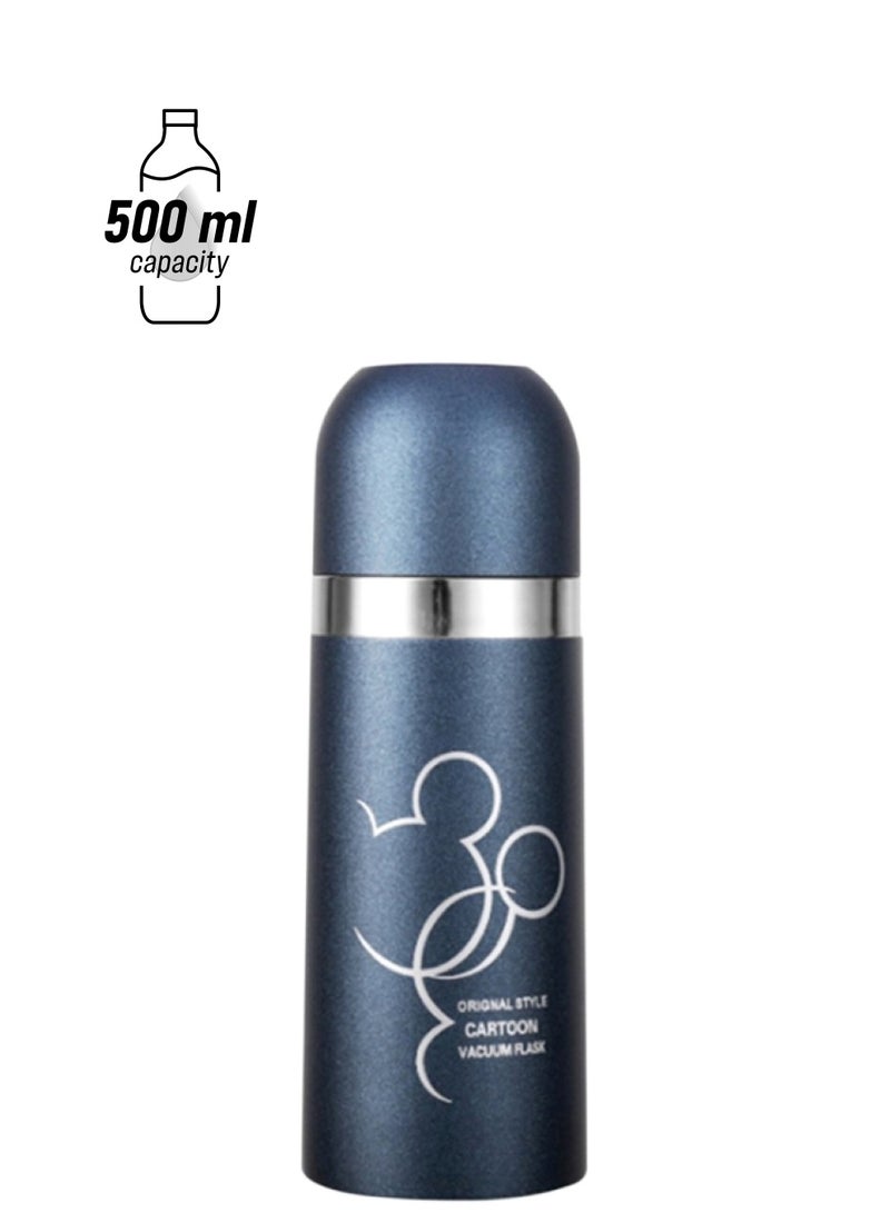 Thermal Insulated Vacuum Water Bottle Dark Blue/Silver/White 6.6x6.6x24.8cm - Image 1