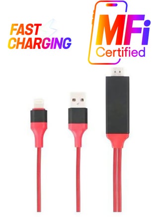 Lightning To HDMI Cable And HDTV Adapter Cord For Apple iPhone/iPad Red - pnsku/N23829533A/45/_/1738233165/732434f5-f65a-4f1d-9067-603e483ab22f